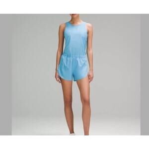 Lululemon Women 6 Kayak Blue Stretch Lightweight Open-Back Running Romper 3”